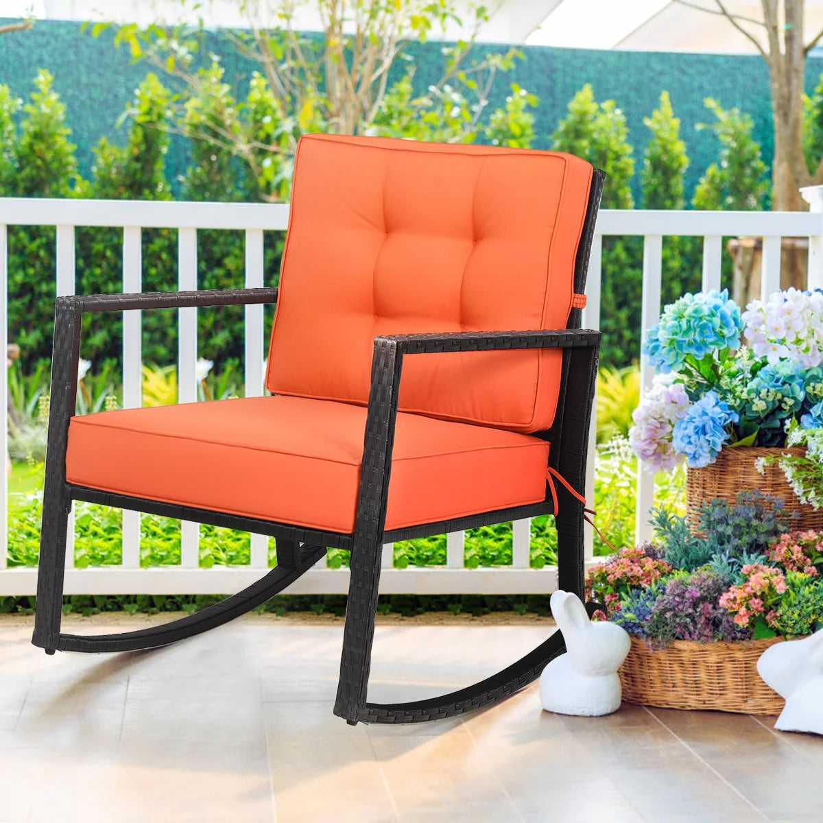 Outdoor Wicker Rocking Chair with Cushion G77010