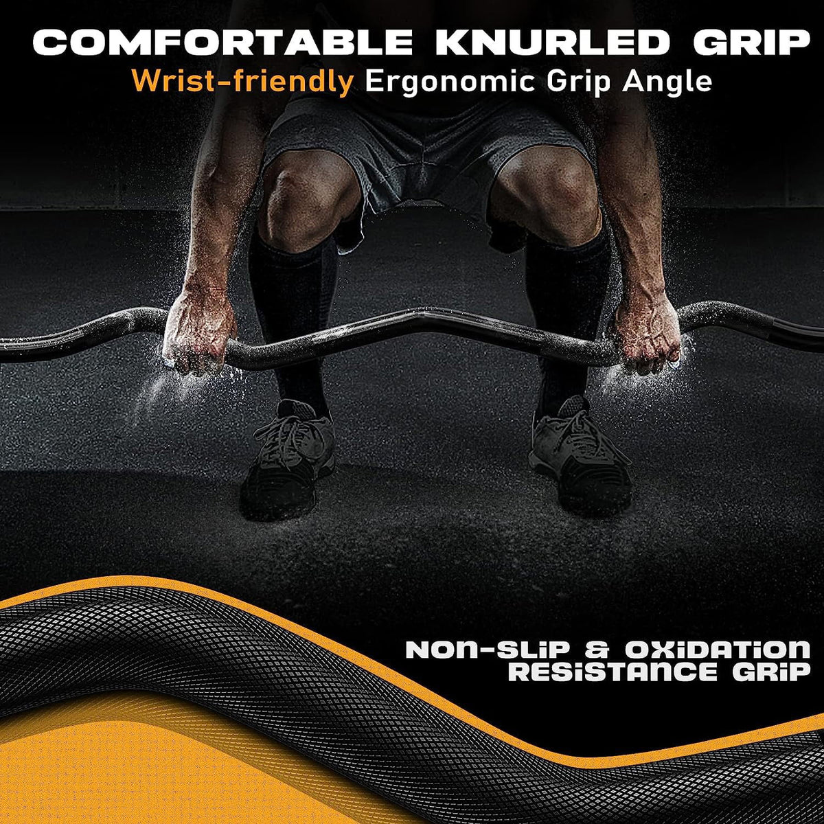 EZ Curl Bar Weight Lifting Bar with 2 Star Collars, 1-inch Black G29304