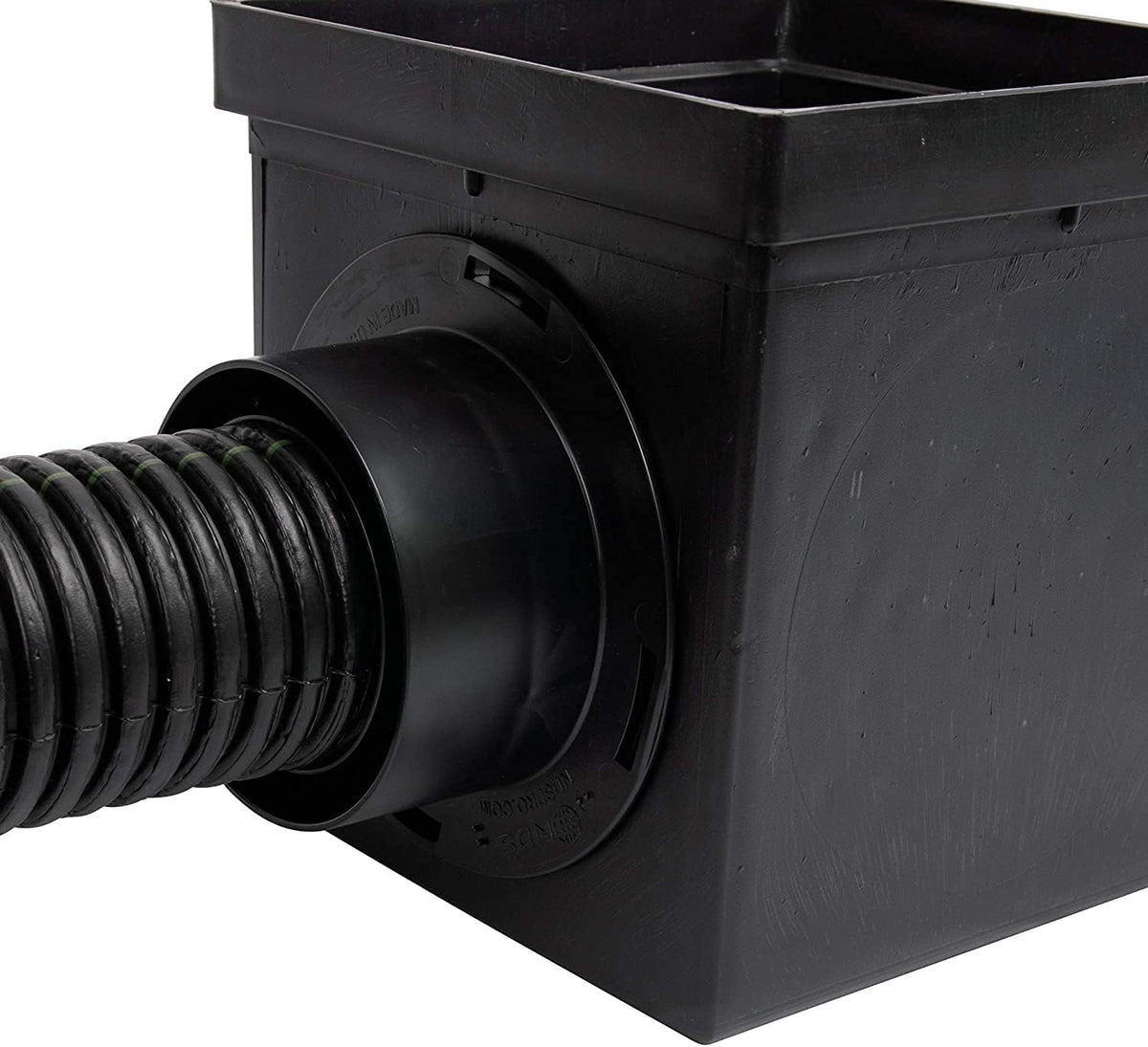 Square Catch Basin Drain Kit with 2-Opening, 2 Adapters, 1 Outlet Plug, 9-Inch Black Plastic Grate G22272