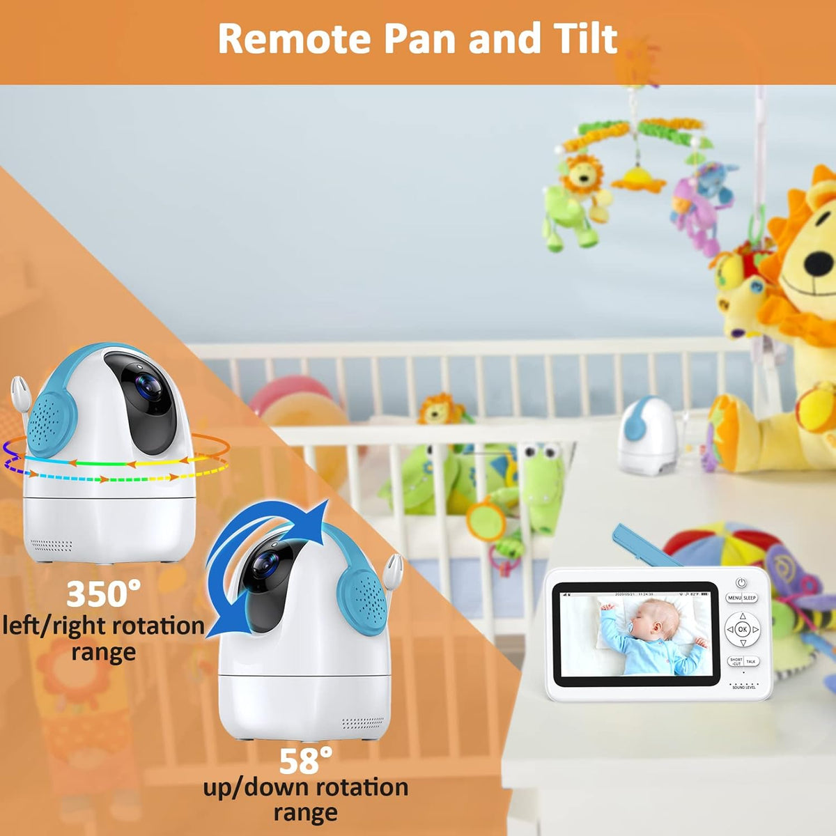 Video Baby Monitor with Camera and Audio, 5-inch 720p Display, Night Vision, Two Way Audio L88197