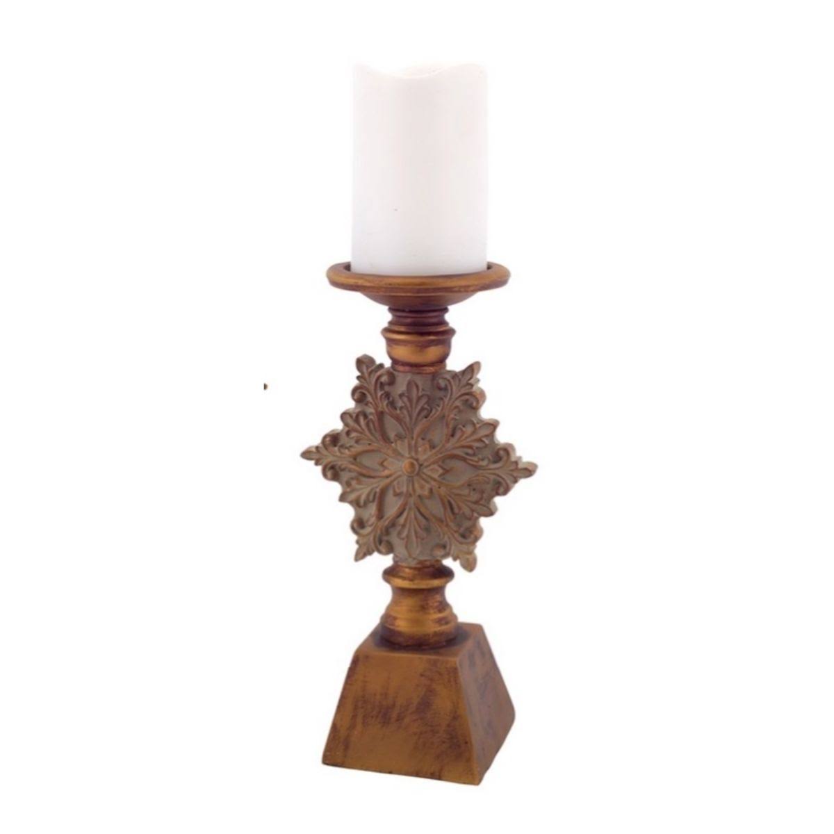 Brown Snowflake Christmas Pillar Candle Holders Set of 2 A4761