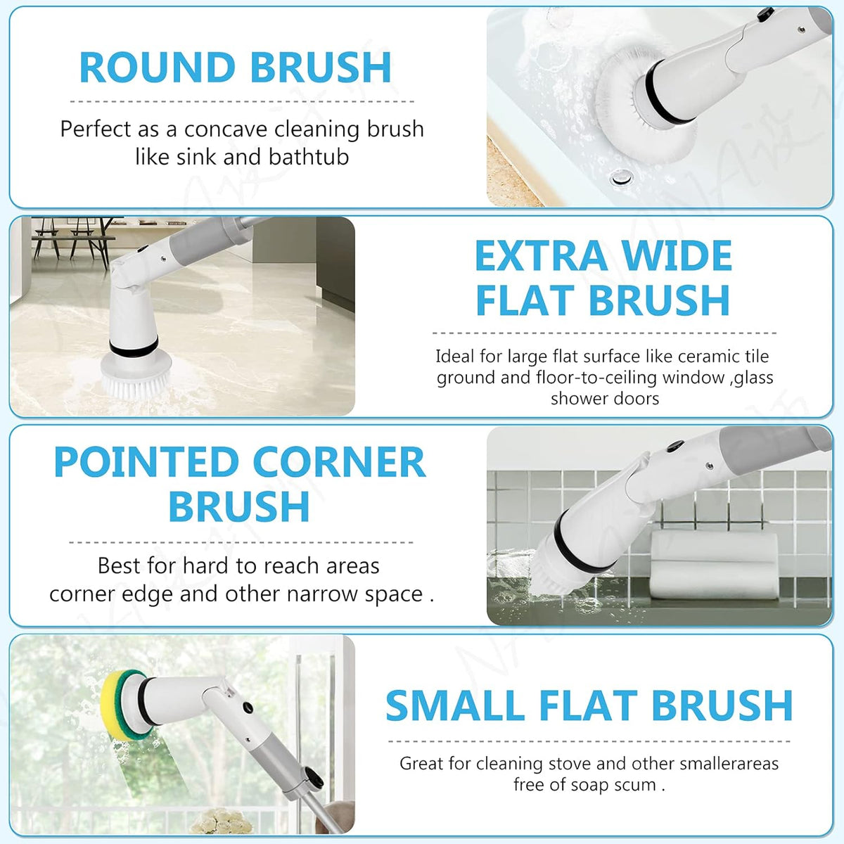 Cordless Electric Spin Scrubber with 4 Replaceable Brush Heads C193299