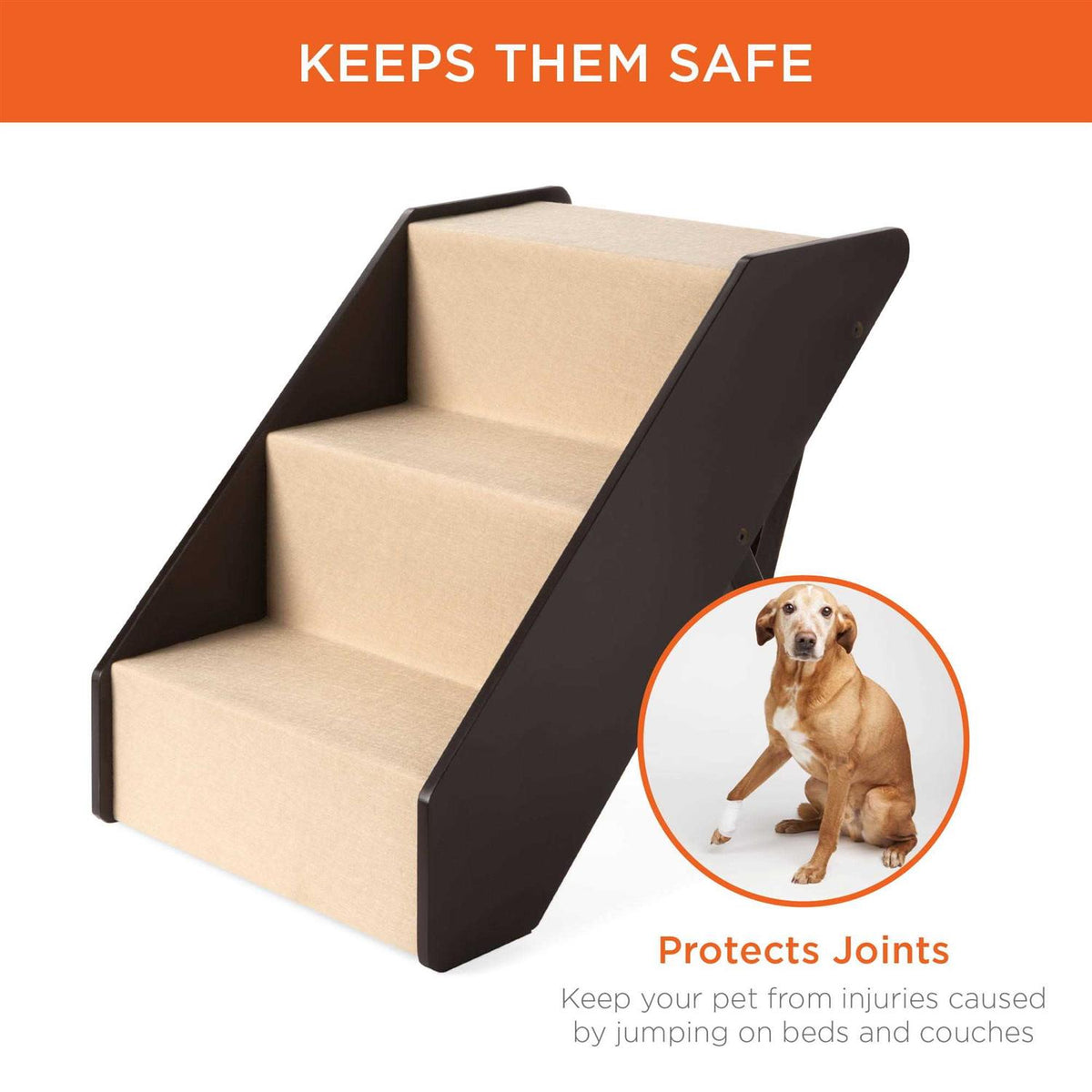 Foldable Adjustable Wooden Pet Stairs O91098