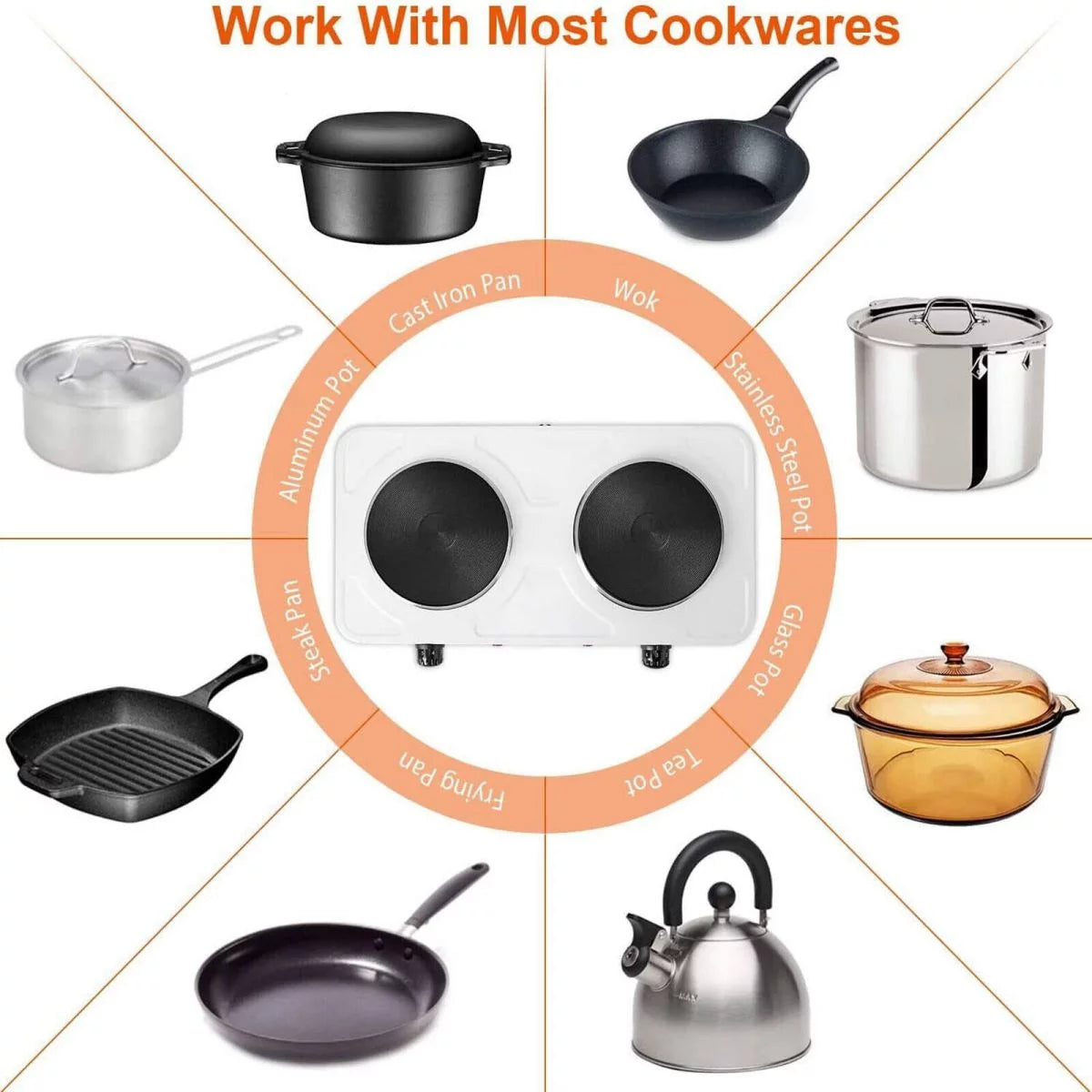 2000W Portable Electric Double Burner Hot Plate O876875