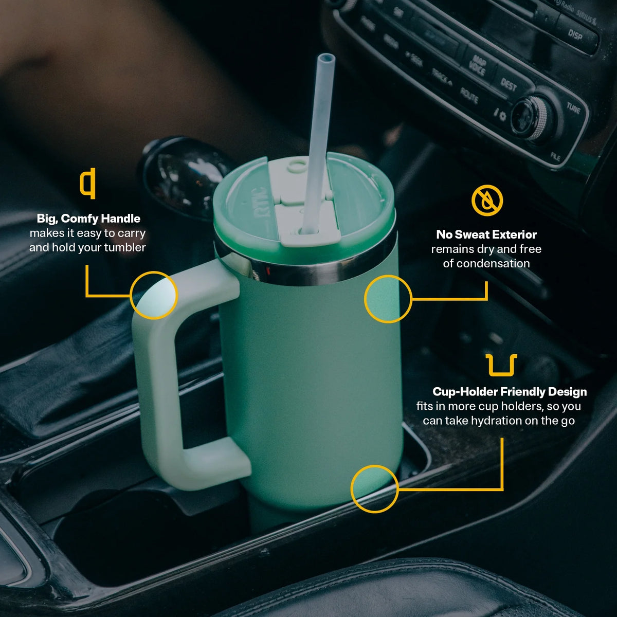 30 oz Ceramic Lined Tumbler with Straw Lid I7931