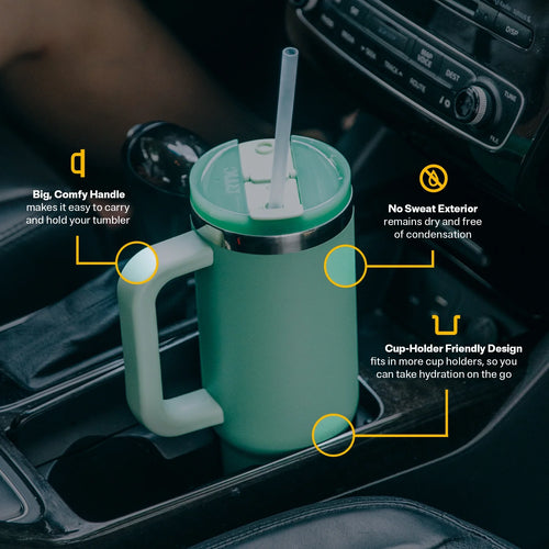30 oz Ceramic Lined Tumbler with Straw Lid I7931