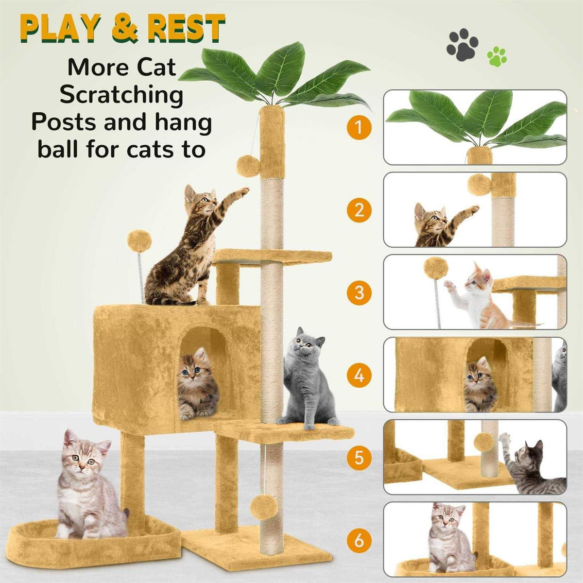 52in Cat Tree with Scratching Posts Z561