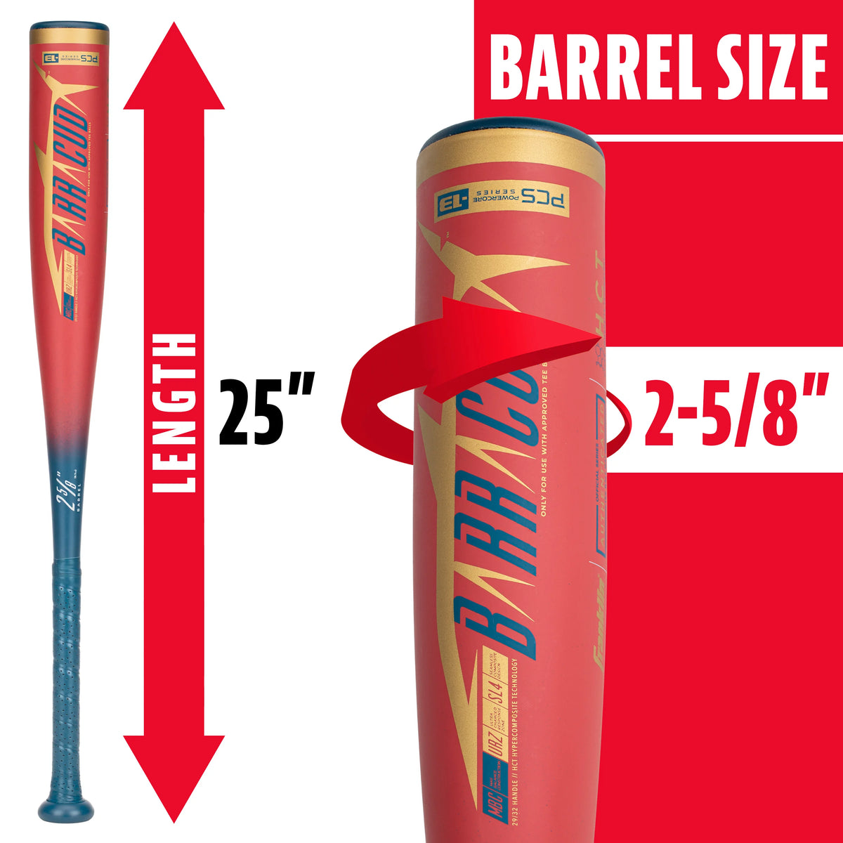 Kids Baseball Teeball Bat 25 Inches 12oz Red B8276