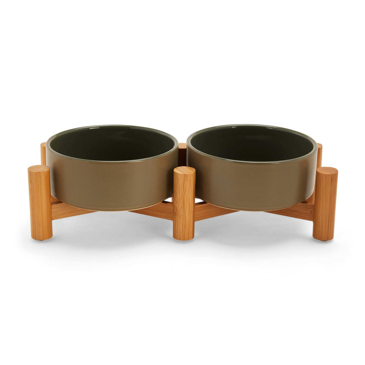 Ceramic & Bamboo Elevated Dog Double Diner Y38607