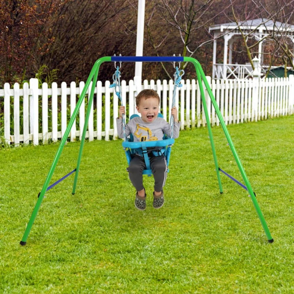 Folding Heavy Duty Toddler Swing Set with Baby Seat A72153