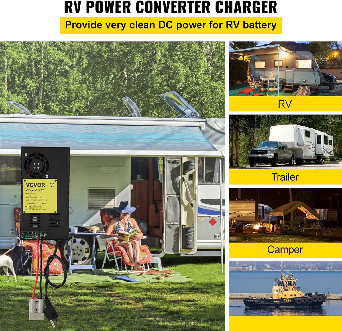110 Volt AC to 12 Volt DC 600W Power Converter Charger I548497