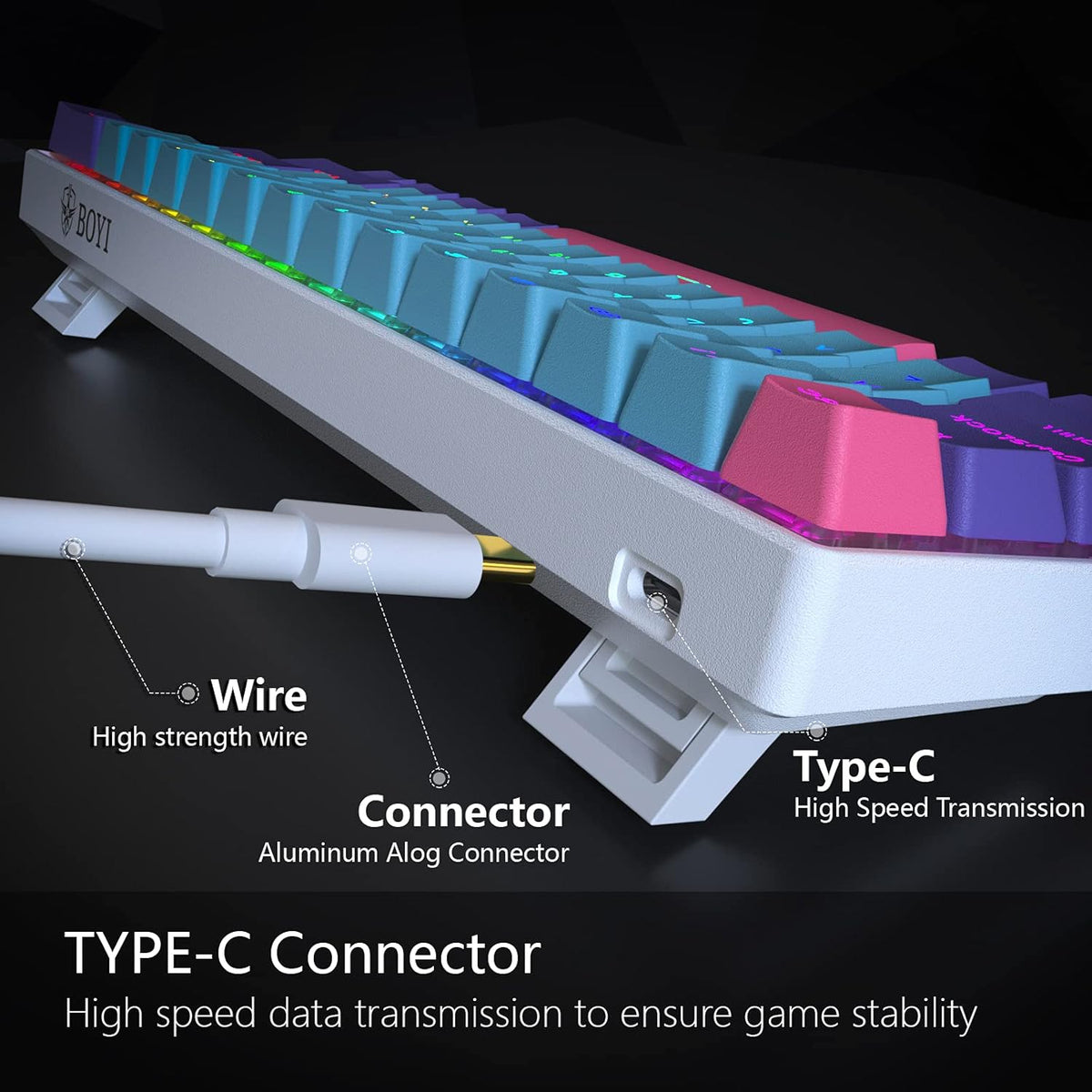 61 Hot Swappable Mechanical Keyboard Cherry MX Blue Switch PBT Keycaps G879788