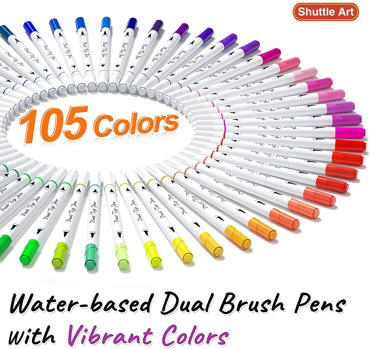 105 Colors Dual Tip Brush Pens Set with Case Z48928