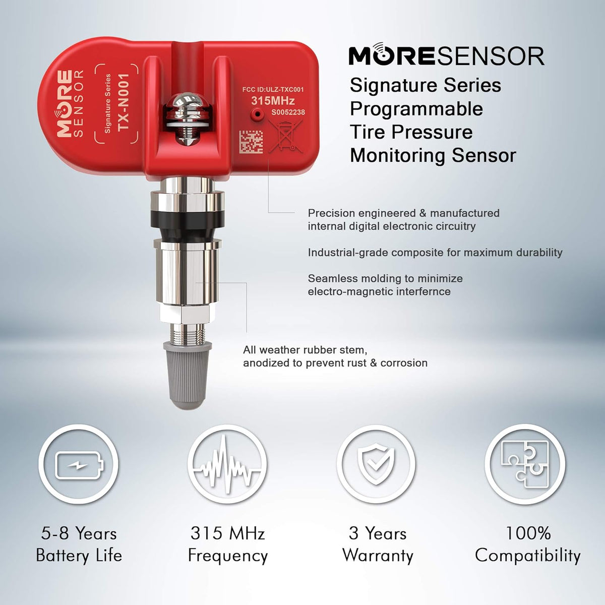 315MHz TPMS Tire Pressure Sensor 4-Pack Clamp-in J37685