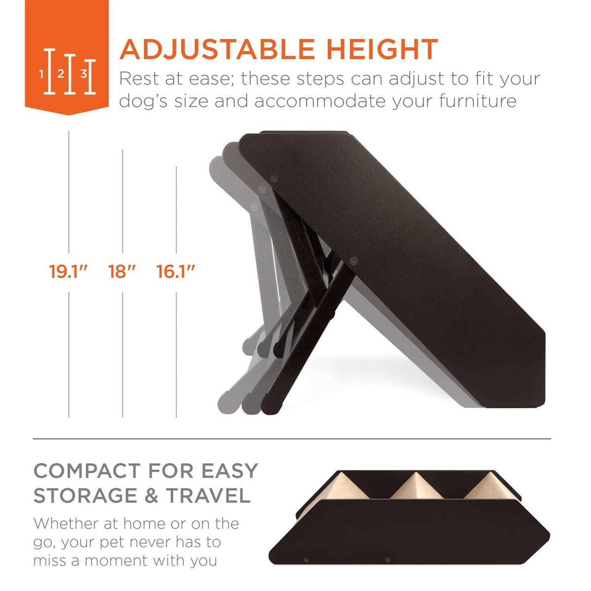 Foldable Adjustable Wooden Pet Stairs O91098