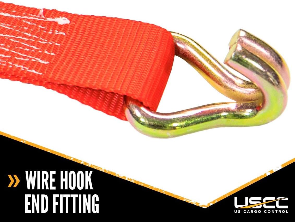 2 Inch x 12 Foot Red Ratchet Tie Down Straps with Double J Hooks, 2 Pack J575361