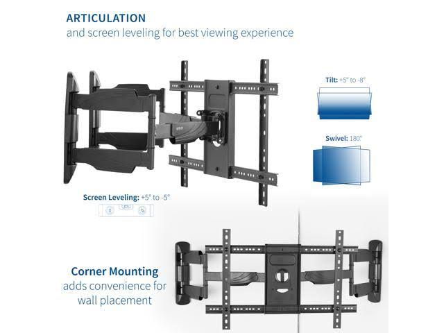 Full Motion Articulating Corner Wall TV Mount Bracket for 37 to 70 Flat Screens E7759