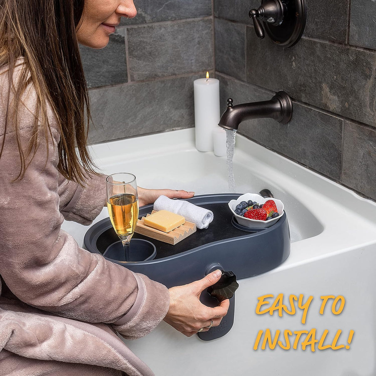 Adjustable Hot Tub Table Tray with Cup Holders O49640