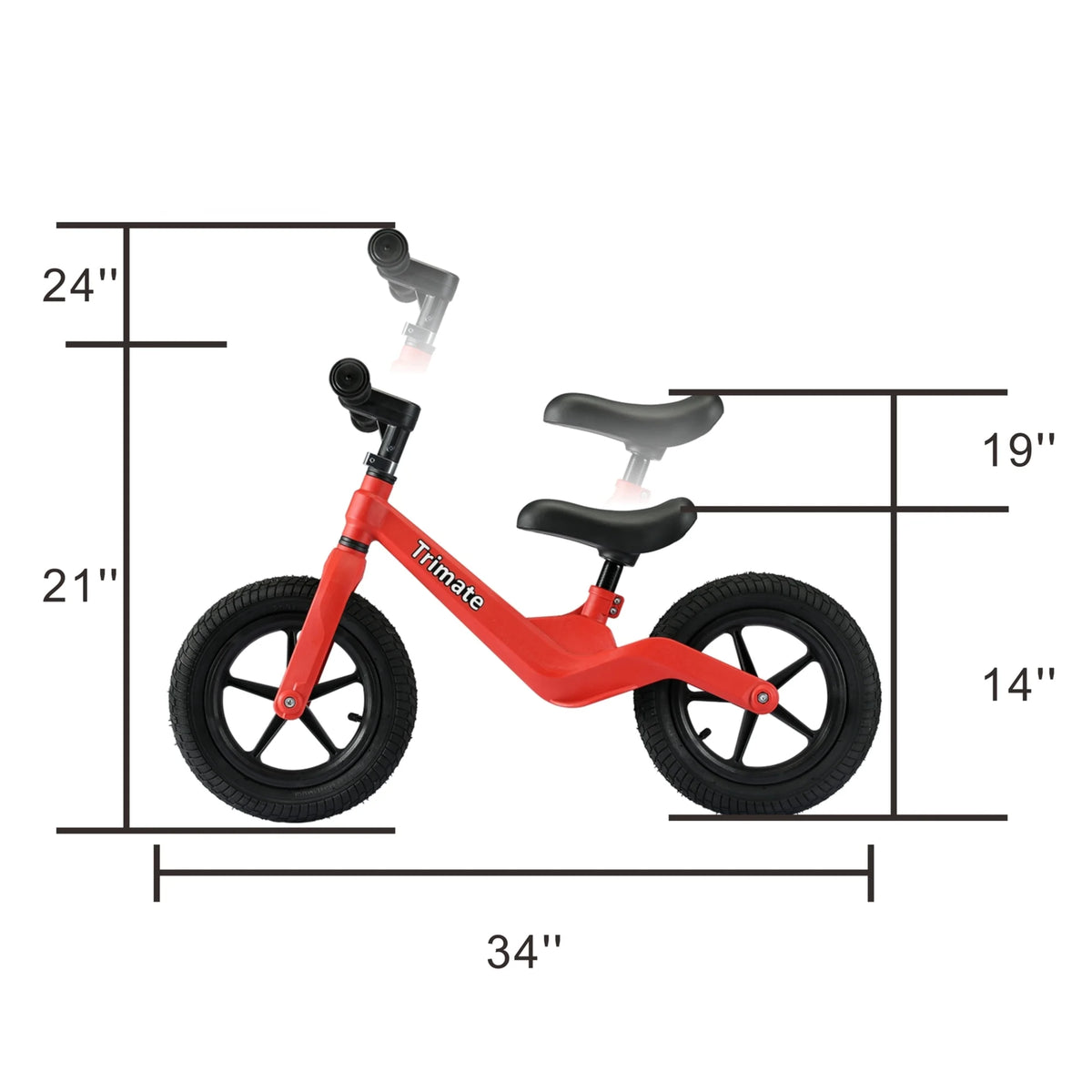 Red No Pedal Toddler Balance Bike 12 Inflated Tire H285
