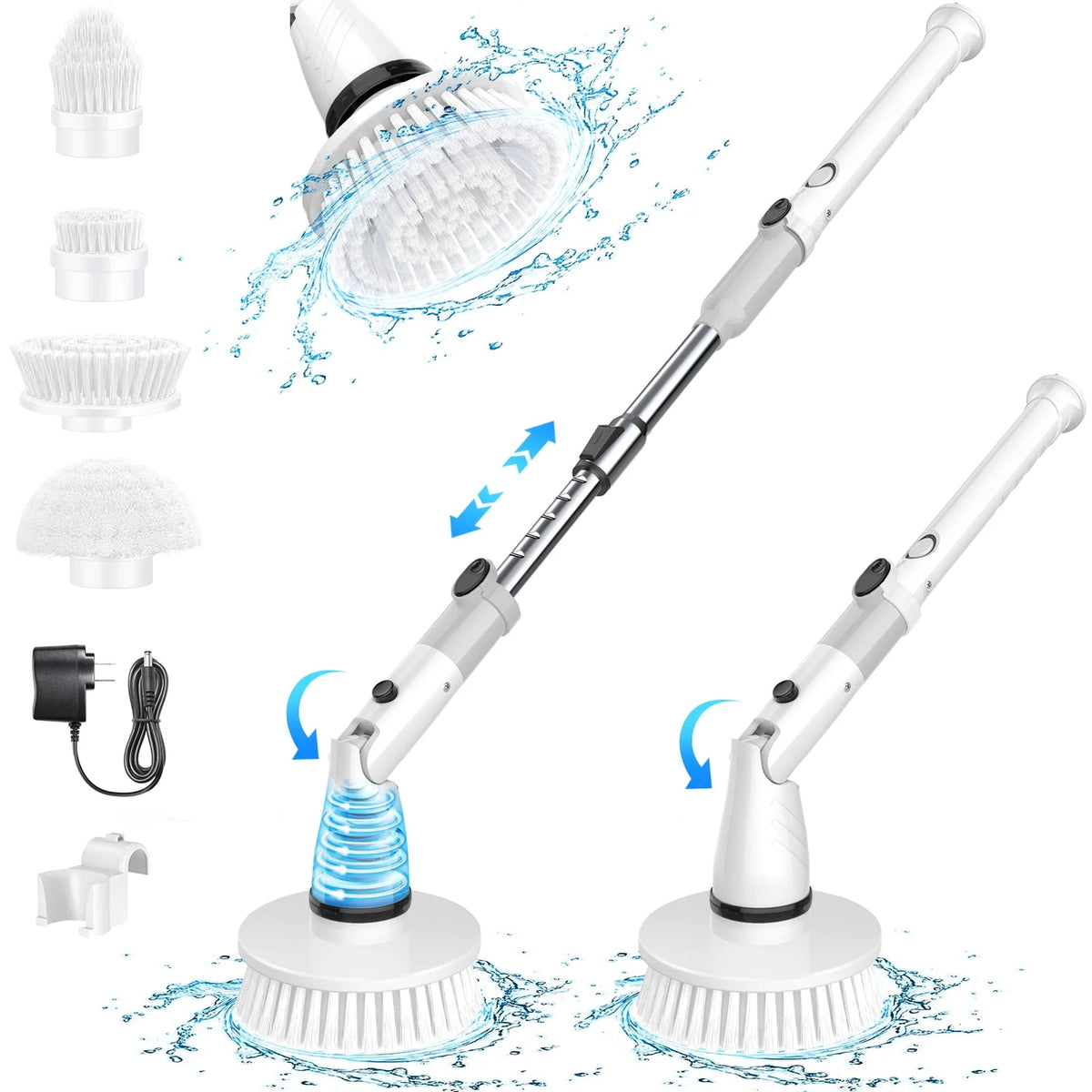 Cordless Electric Spin Scrubber with 4 Heads B8625
