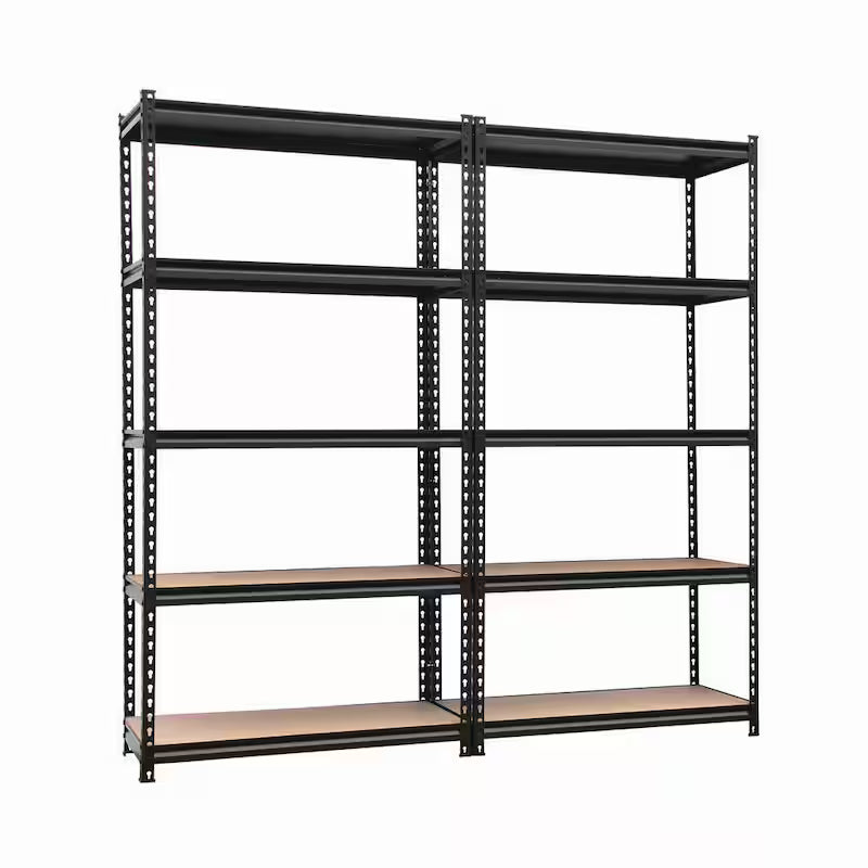 Black 5-Tier Adjustable Steel Storage Rack Shelving Unit P272