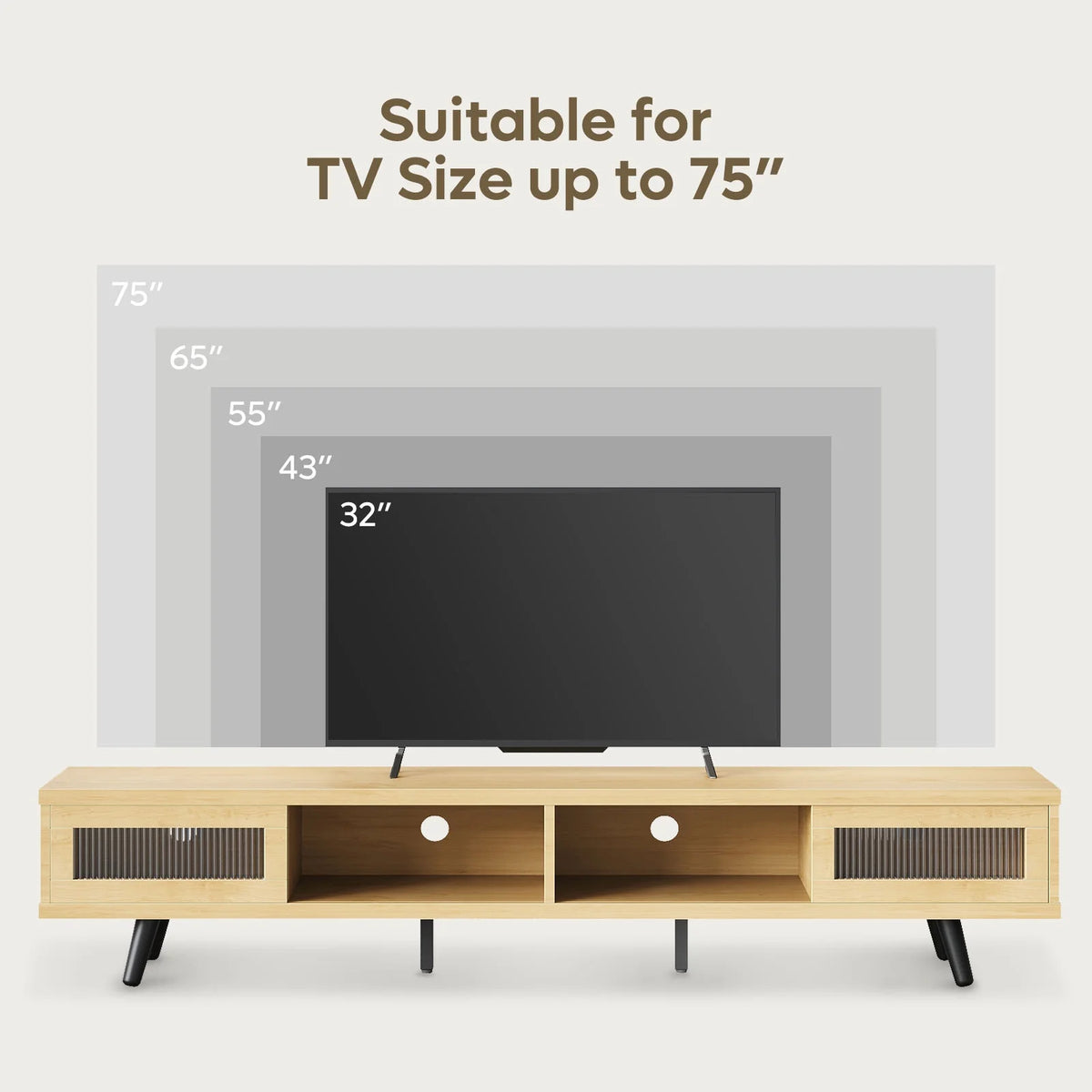 70 LED TV Stand with Sliding Glass Door Q99749