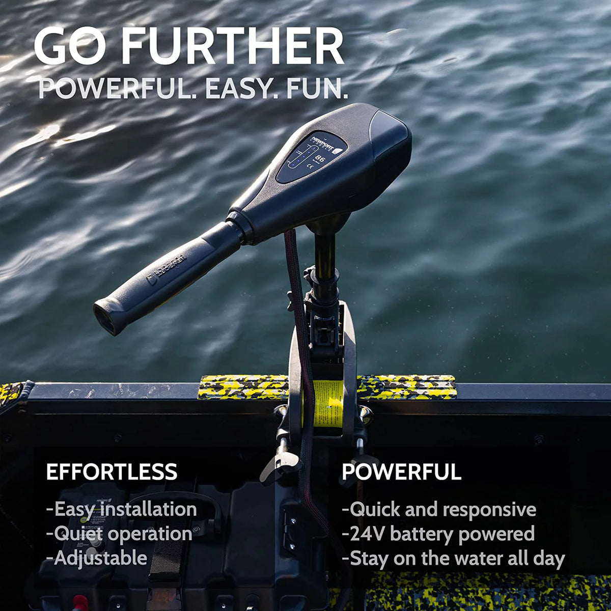 55 lb Thrust Saltwater Transom Mounted Electric Trolling Motor J5718