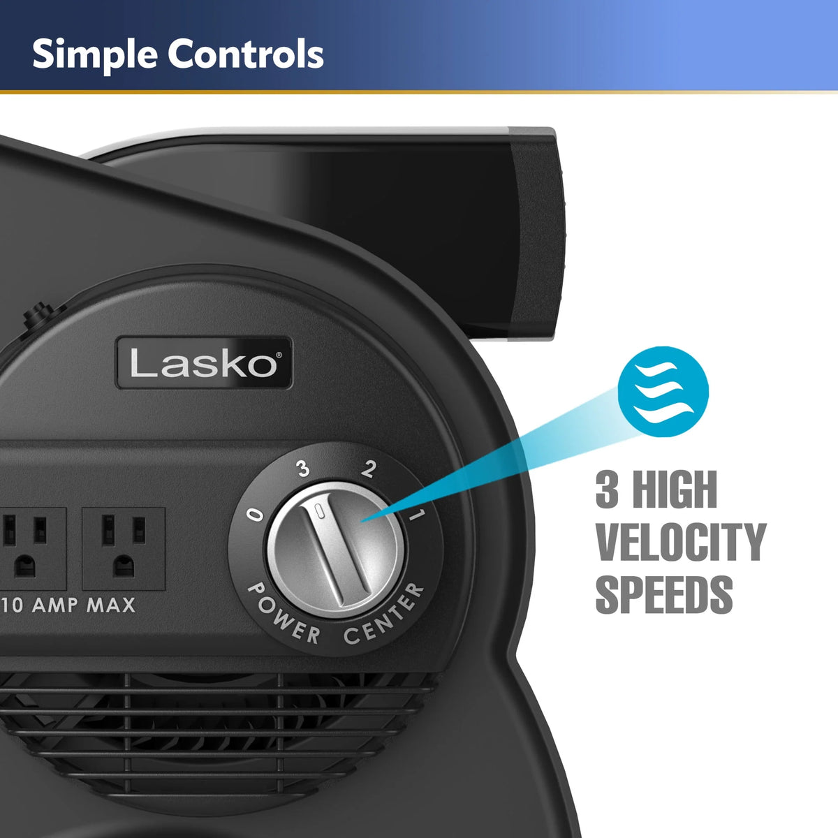 12 Pivoting High Velocity 3-Speed Blower Fan with Outlets, Black F34937