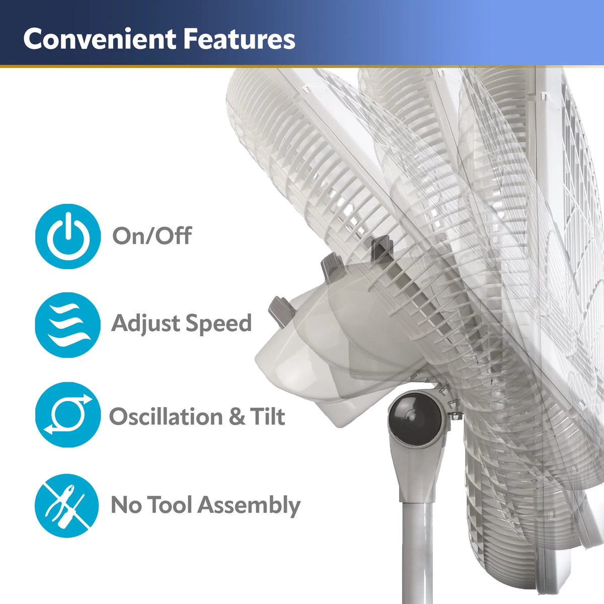White 18 Inch 3-Speed Oscillating Pedestal Fan G49065