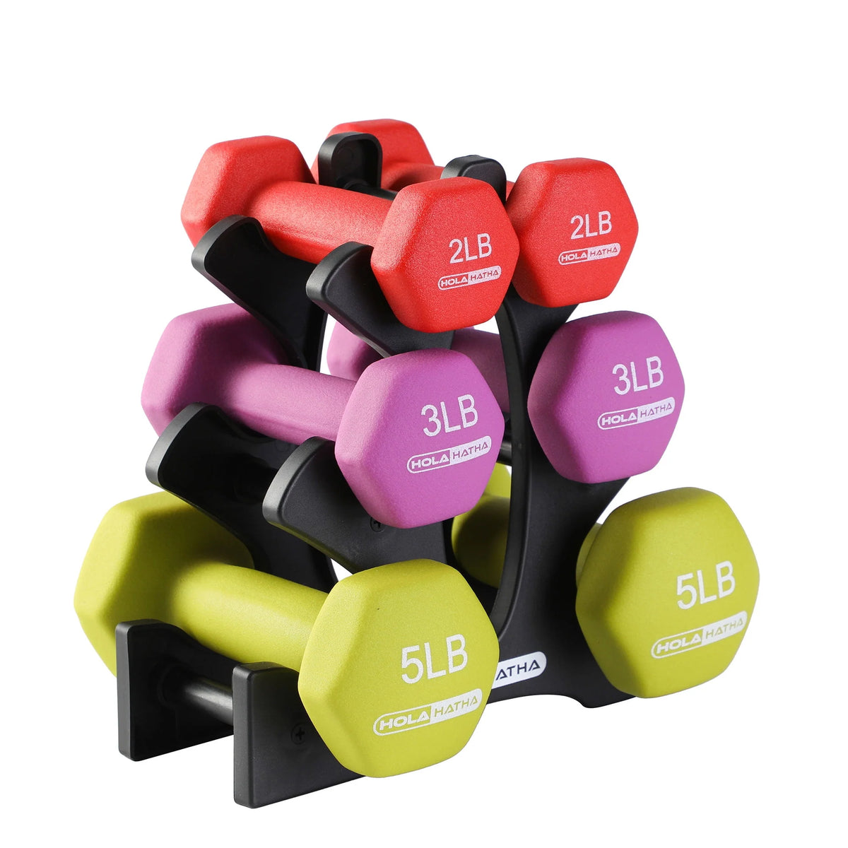 3, 5, and 8 Pound Dumbbell Hand Weight Set with Storage Rack J7693