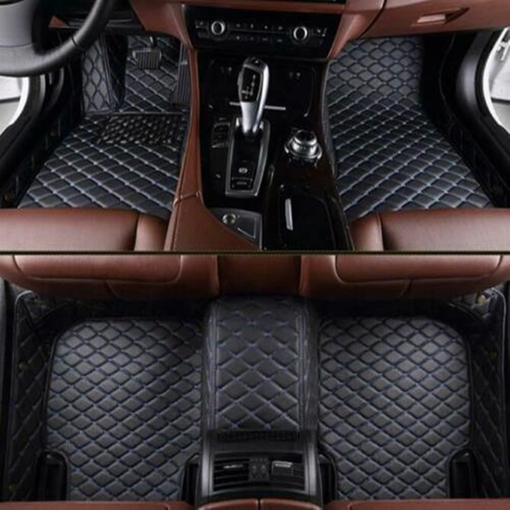 Custom Car Floor Mats All Weather Non-Slip Leather Floor Liners Black Blue U49298