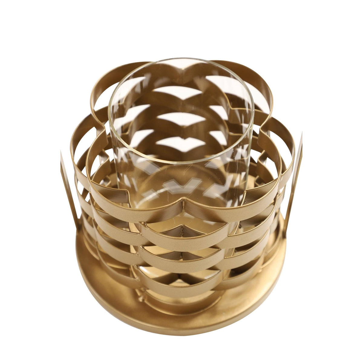 Gold and Clear Glass Hurricane Candle Holder N451914