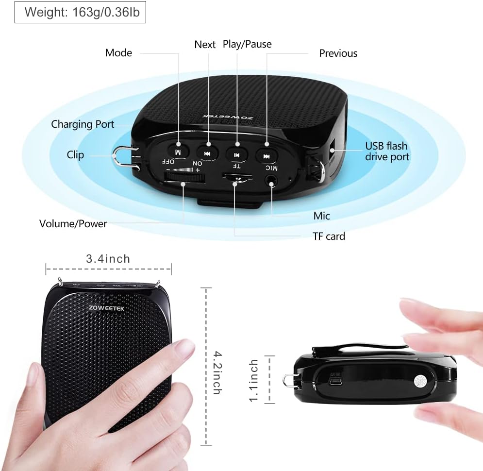 10W Portable Rechargeable Voice Amplifier with UHF Wireless Microphone Headset G39860