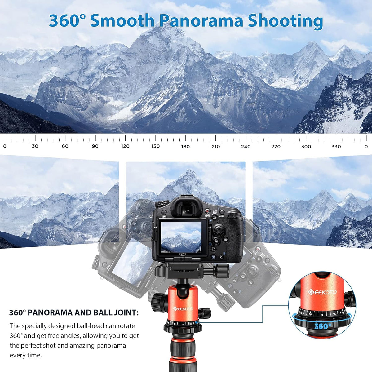 Compact Aluminum Alloy Camera Tripod with 360 Degree Ball Head F18497