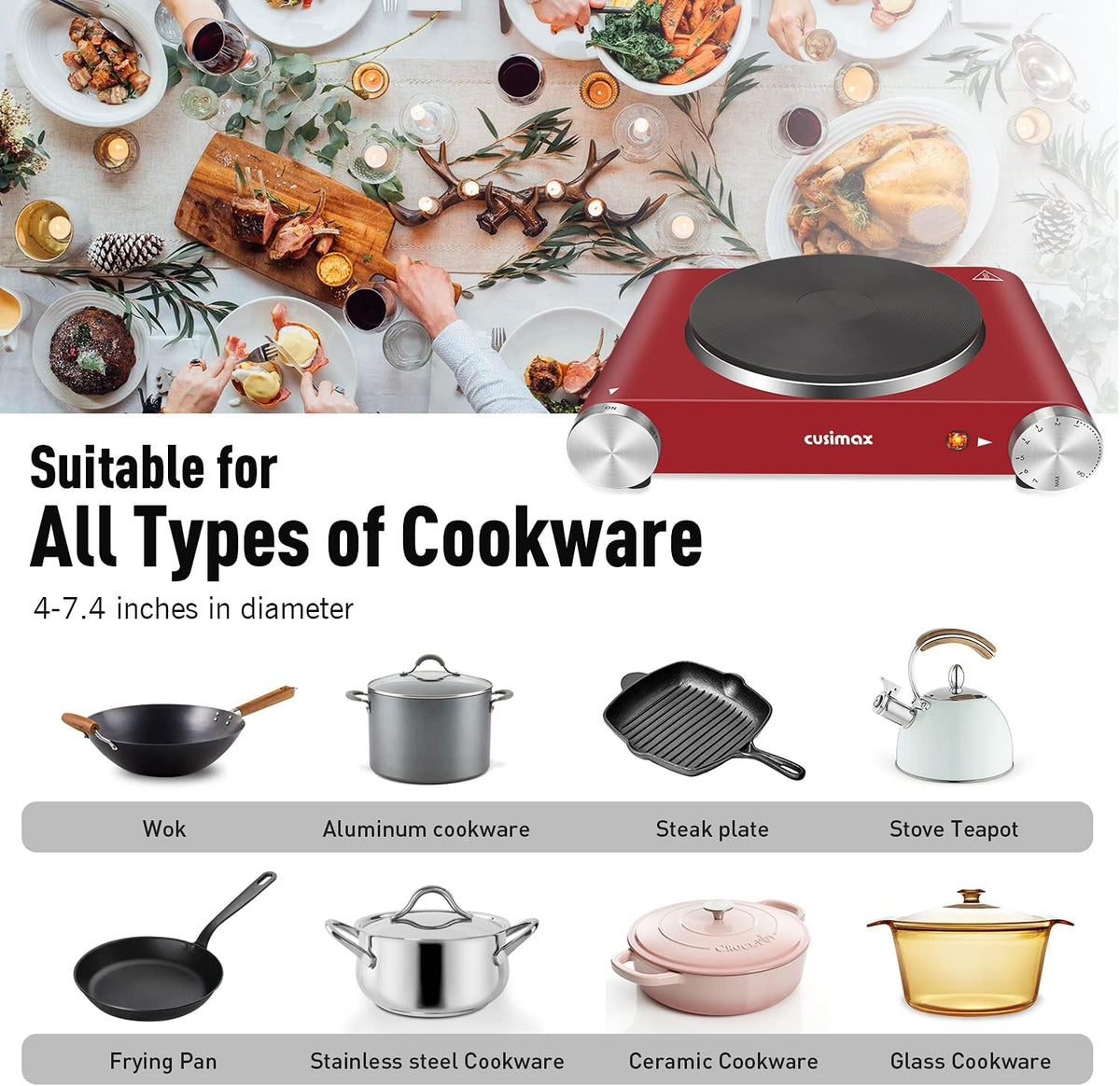Cast Iron Electric Single Burner Pack of 2 M4358