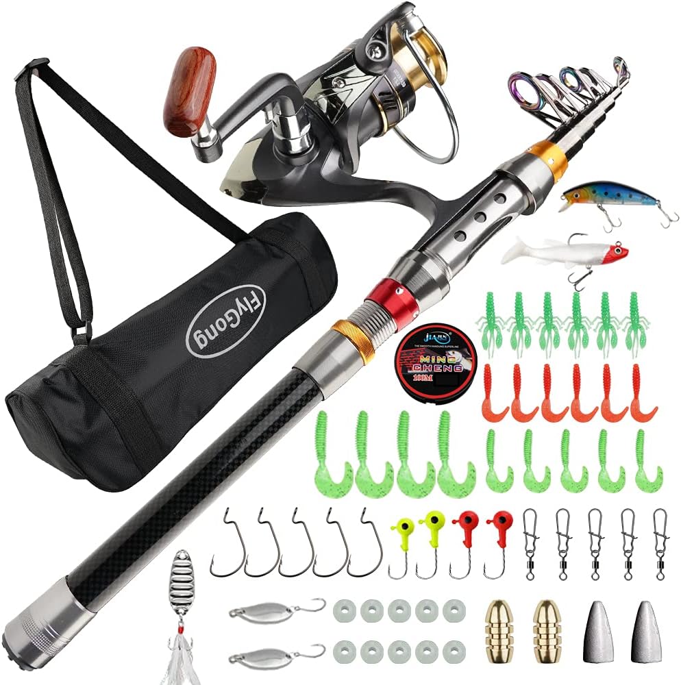 Telescopic Fishing Rod Combos with Spinning Reels and Carrier Bag N760