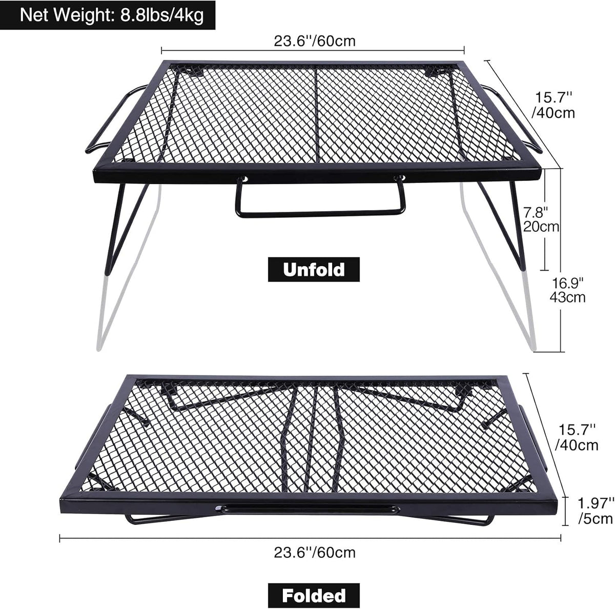 Folding Steel Campfire Grill P1216
