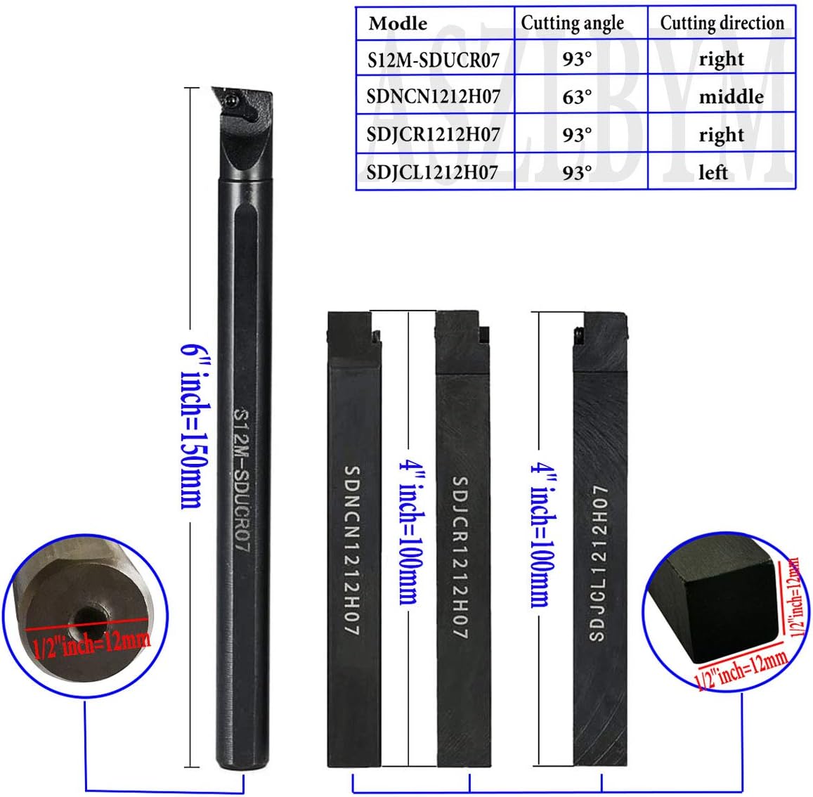 1/2 Mini Lathe Indexable Carbide Turning Tool Holder Bit Set H41605