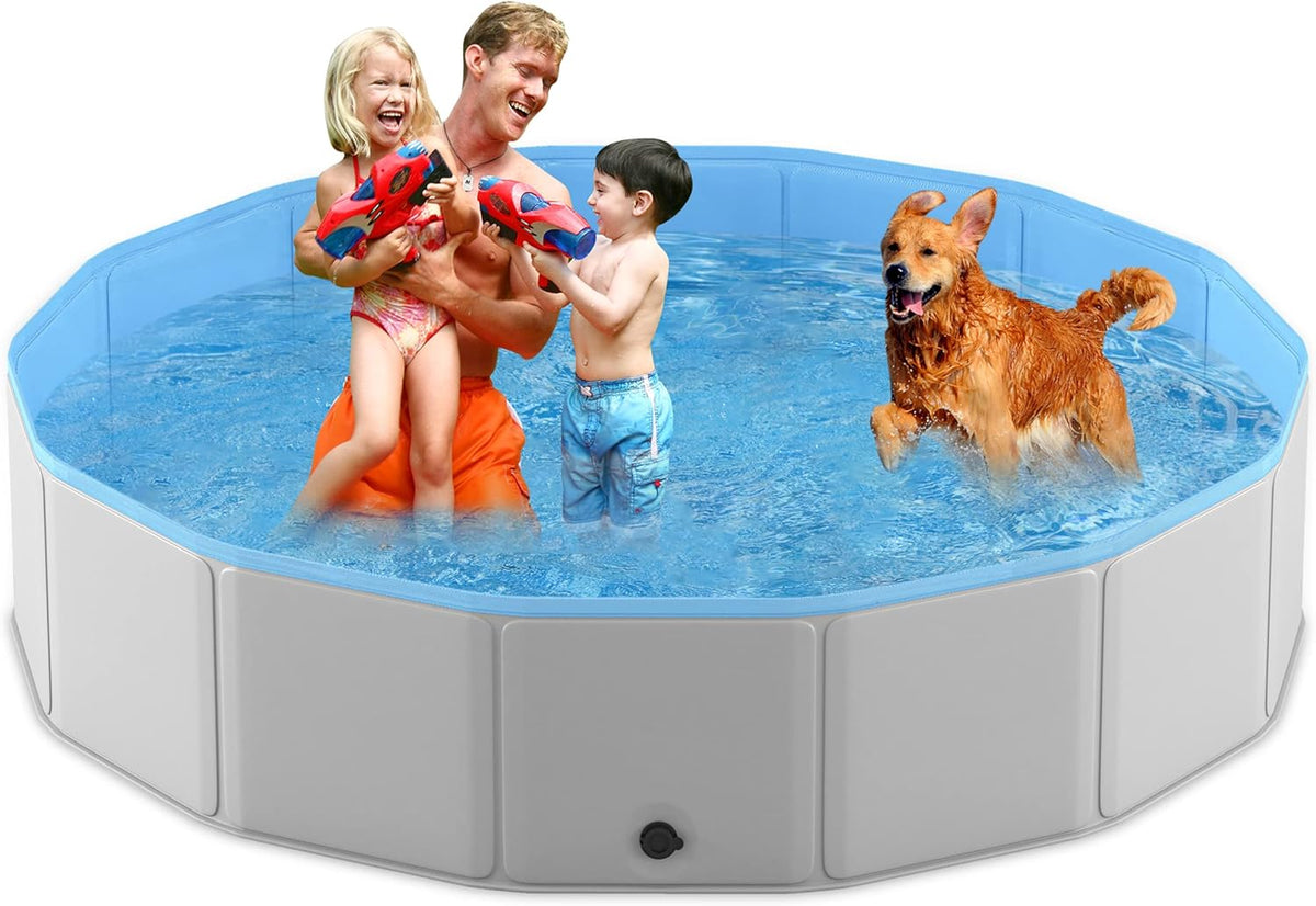 Foldable Collapsible Hard Plastic PVC Dog Pool 71 Inches R646