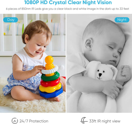 2PCS 1080P Indoor WiFi Security Camera with 2-Way Audio K3453