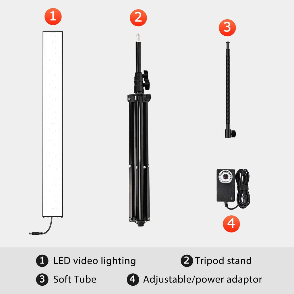 LED Video Lighting Adjustable Photography Studio Light Kit 5500K with Tripod Stand R910