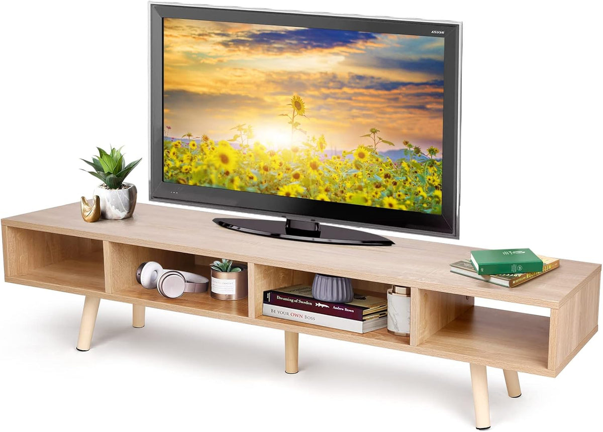 Mid-Century Modern TV Stand with 4 Storage Shelves B872