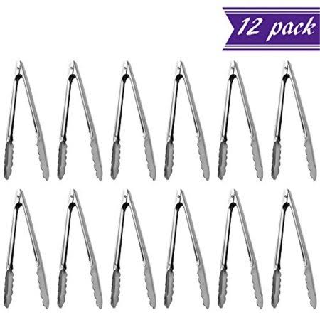 Stainless Steel 7-Inch Kitchen Tongs Set of 12 U9315