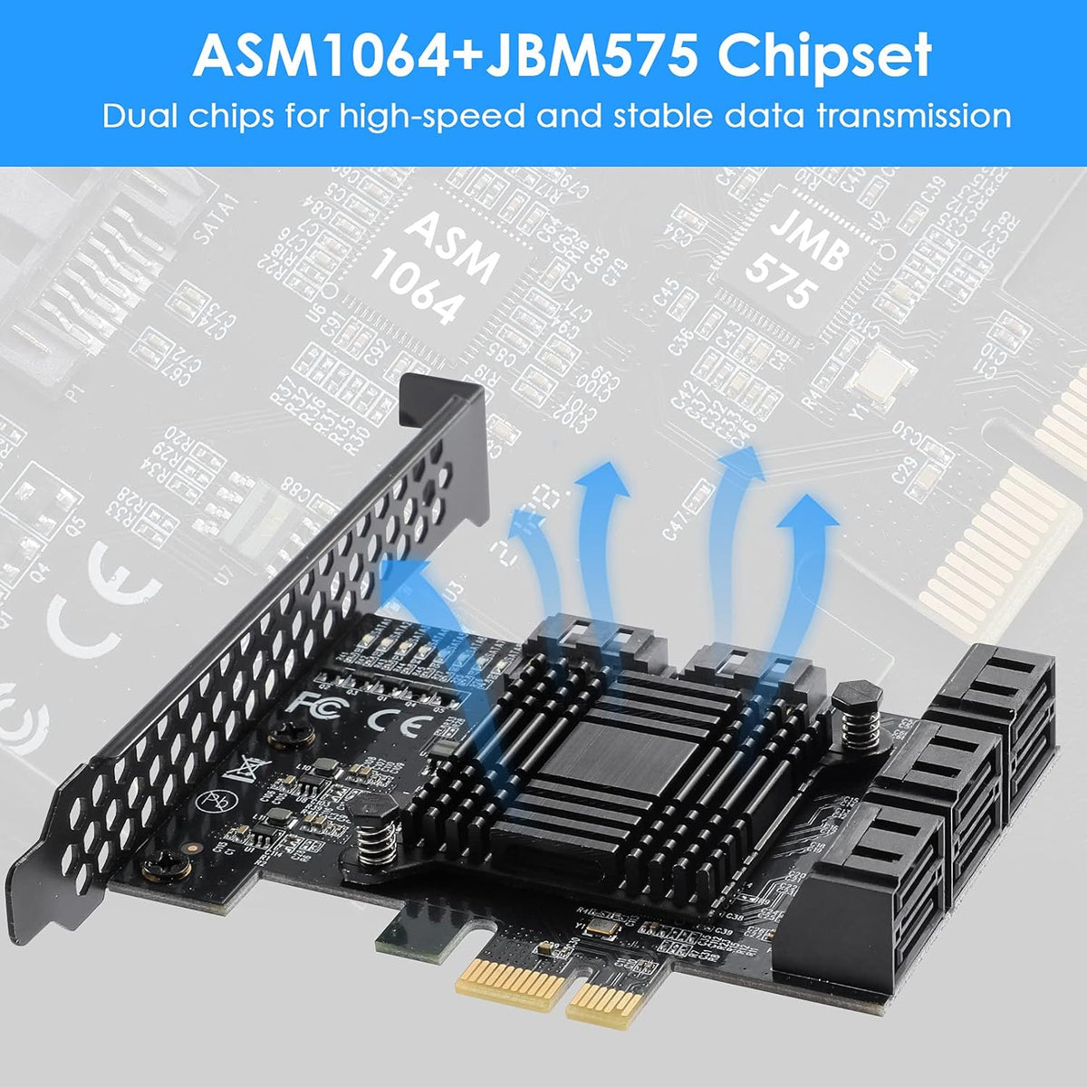 PCIe SATA Card 8 Ports Expansion Card R97114
