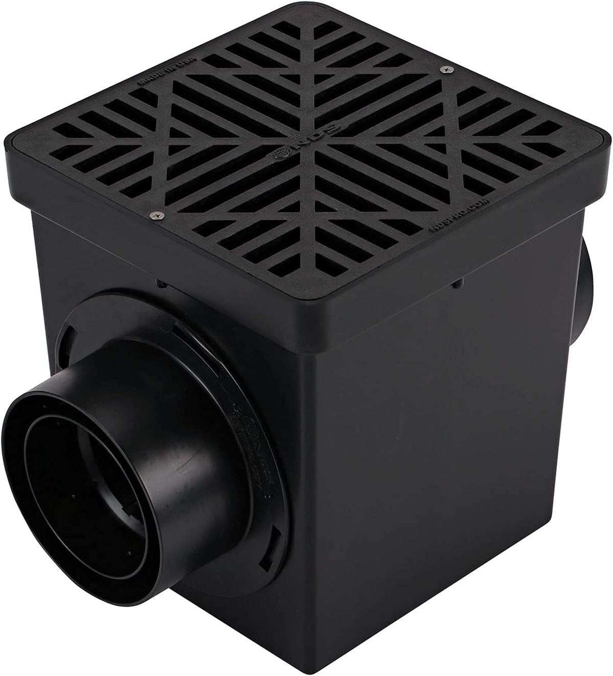 Square Catch Basin Drain Kit with 2-Opening, 2 Adapters, 1 Outlet Plug, 9-Inch Black Plastic Grate G22272