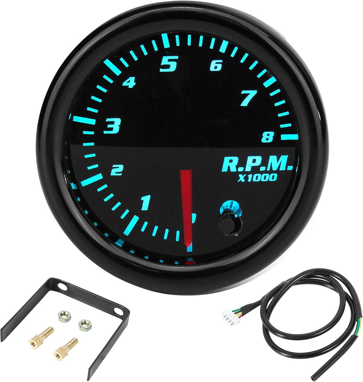 1 Set 52mm 7 Color LED Tachometer Gauge Black Dial Z489