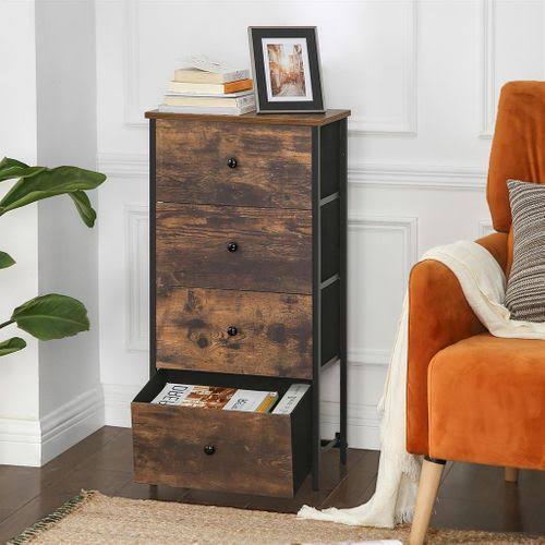 Rustic 4 Drawer Dresser with Wooden Top and Metal Frame N33018