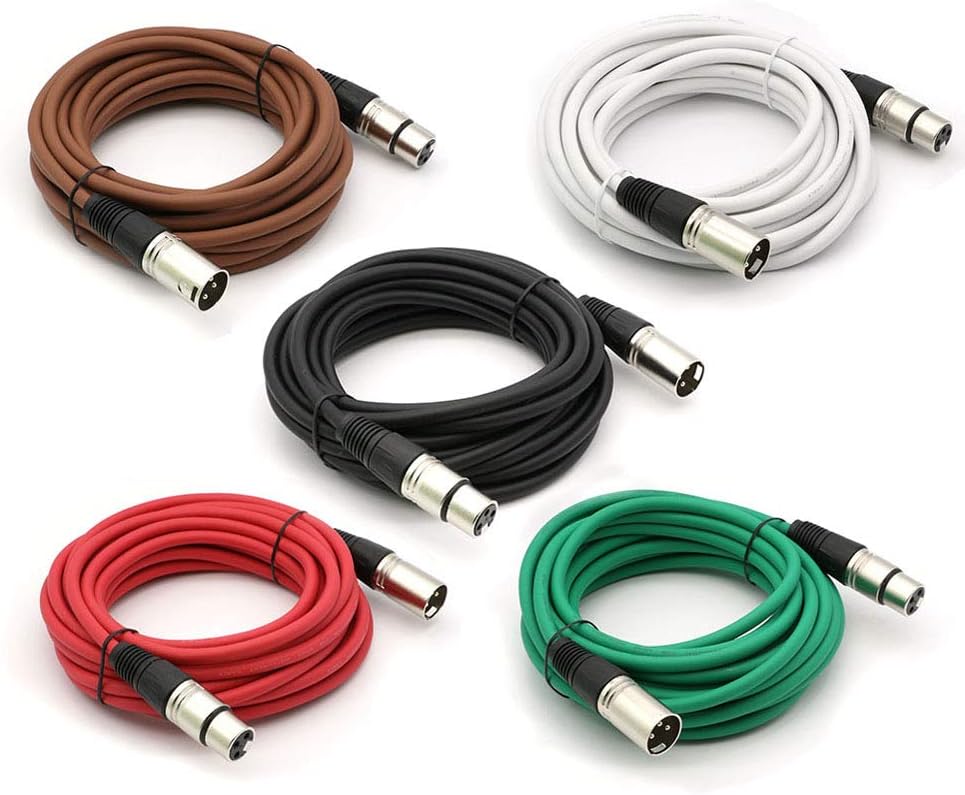 XLR 3 Pin Male to Female Audio Cable 5 Pack R5745