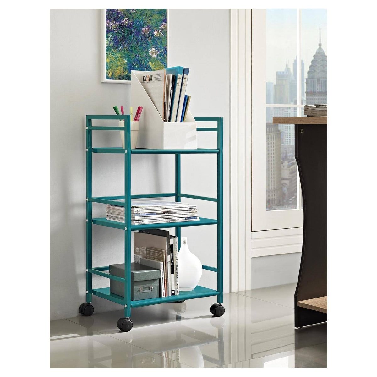 3 Shelf Metal Rolling Utility Cart O9190
