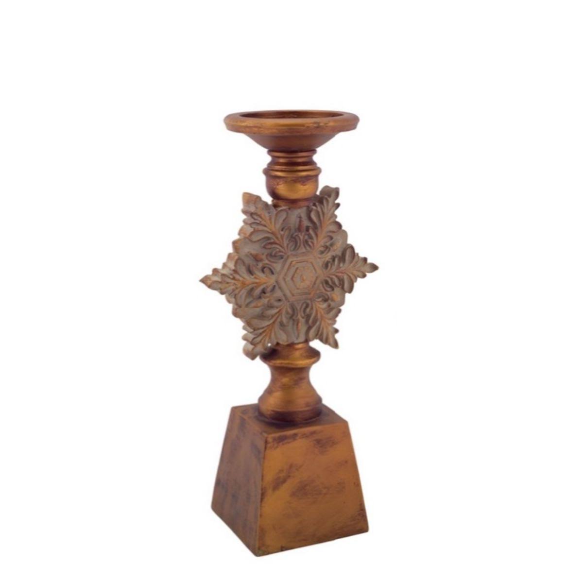Brown Snowflake Christmas Pillar Candle Holders Set of 2 A4761